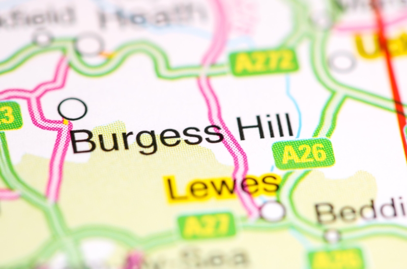 UK road map of burgess hill and haywards heath
